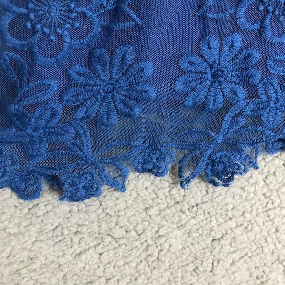 Free People Lace Mini Slip Dress Women's XS Embroidered Lined Sleeveless Blue - Picture 4 of 12